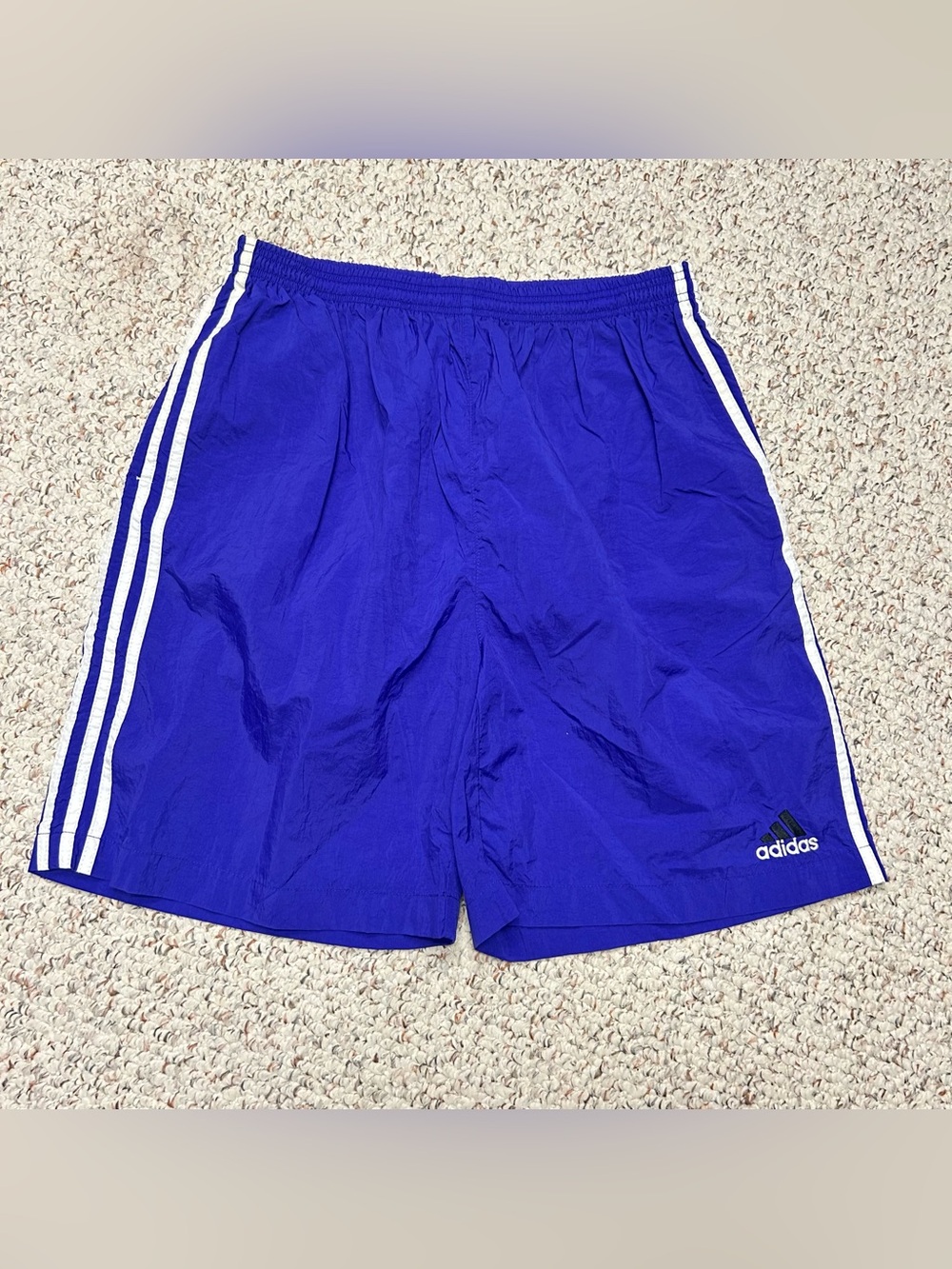 Vintage 2000 Retro Adidas Nylon Shorts PURPLE 8” Soccer Size Large (30)
